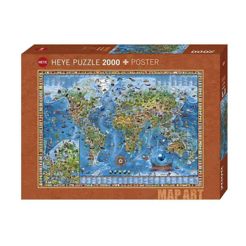 Puzzle - Map Art Amazing World - 2000 Pièces - Boutique Philibert